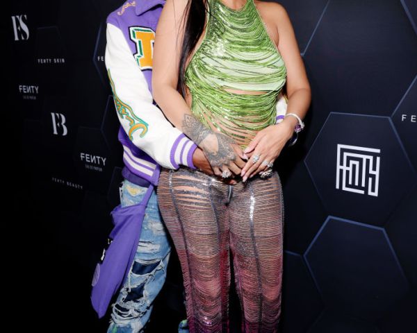 LOS ANGELES, CALIFORNIA - FEBRUARY 11: (L-R) A$AP Rocky and Rihanna celebrate Fenty Beauty & Fenty Skin at Goya Studios on February 11, 2022 in Los Angeles, California. (Photo by Rich Fury/Getty Images for Fenty Beauty & Fenty Skin)