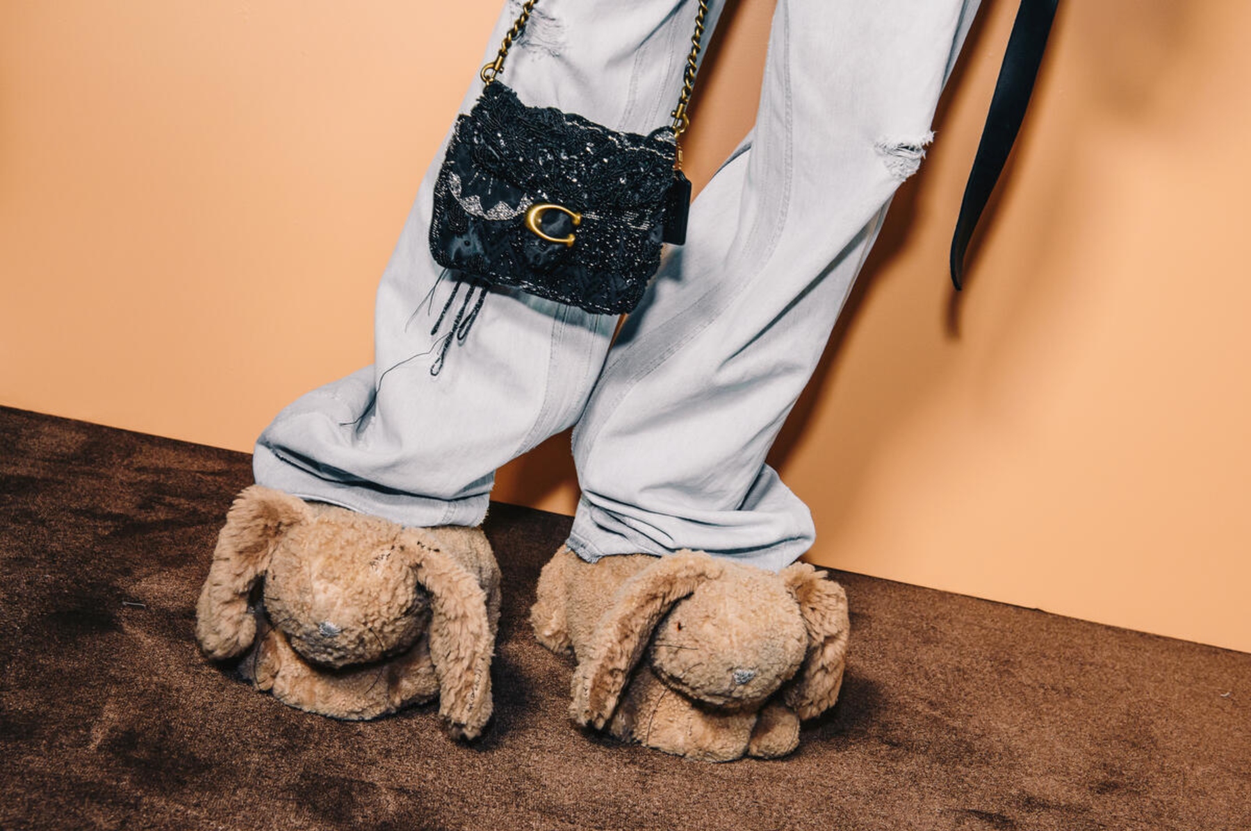 Backstage at the Coach Fall RTW 2025 fashion show as part of New York Fashion Week held at the Park Avenue Armory on February 10, 2025 in New York, New York.