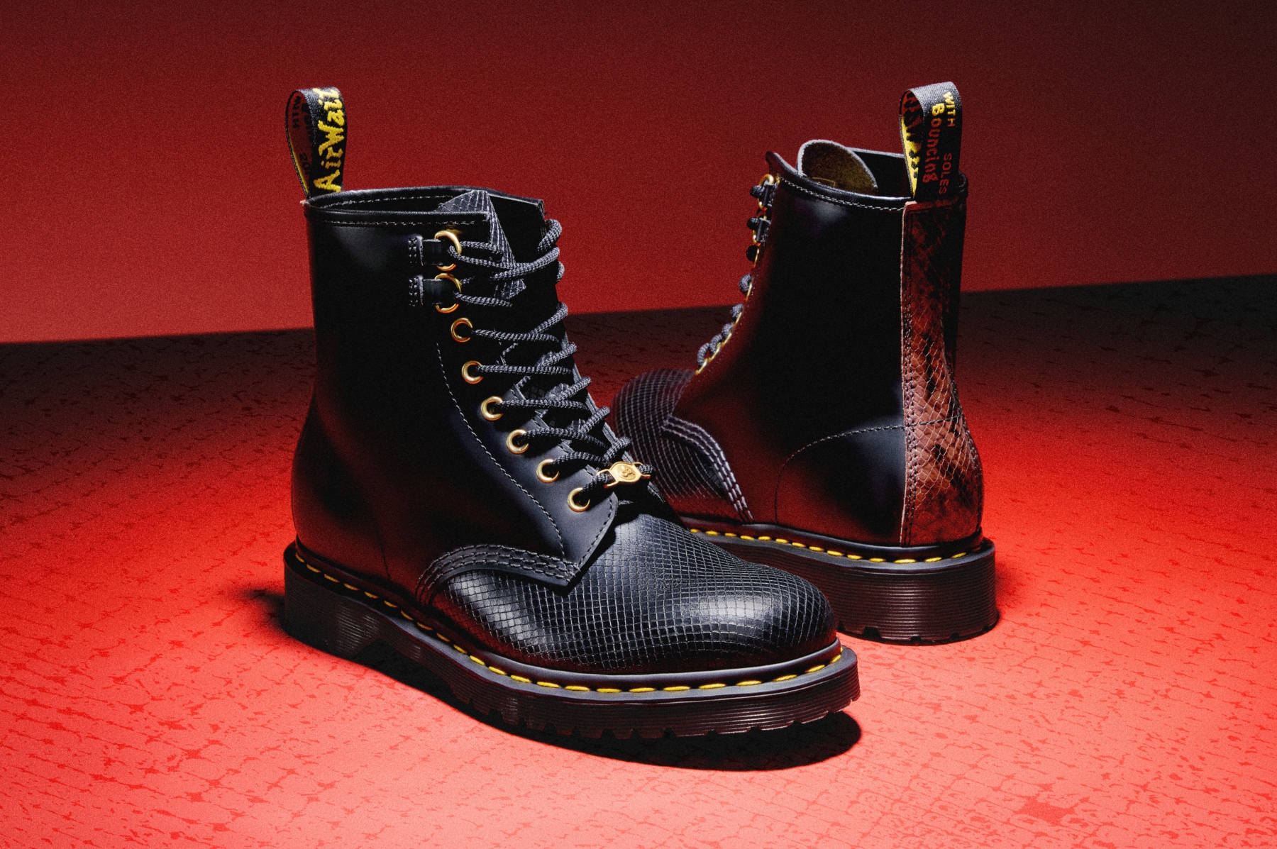 A pair of shoes included in Dr. Martens Year of the Snake collection.
