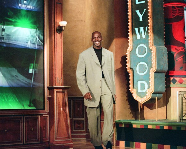 THE TONIGHT SHOW WITH JAY LENO -- Episode 1225 -- Pictured: (l-r) Professional basketball player Michael Jordan arrives on September 16, 1997 -- (Photo by: Joseph Del Valle/NBCU Photo Bank/NBCUniversal via Getty Images via Getty Images)