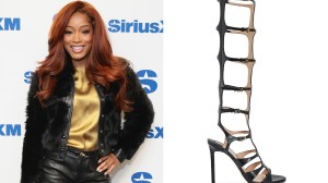 Keke Palmer, Tom Ford, snakeskin, black leather, gladiator sandals, leather, faux-fur, SiriusXM