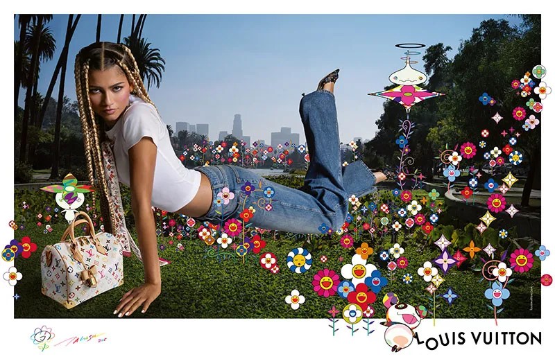 Zendaya in the Louis Vuitton x Takashi Murakami re-edition campaign.