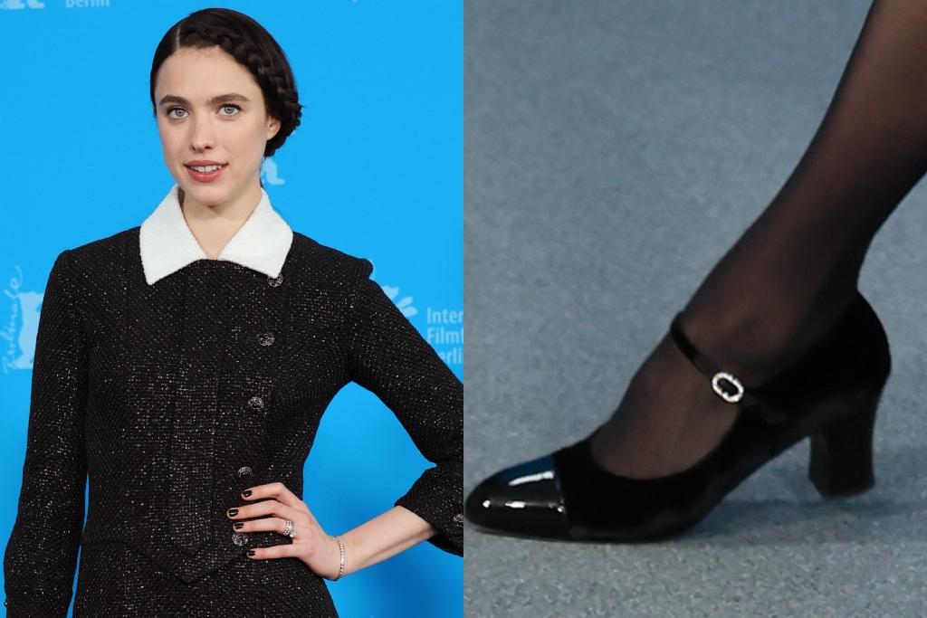 Margaret Qualley in Chanel at the "Blue Moon" photocall during the Berlin International Film Festival in Berlin, Germany on Feb. 18.