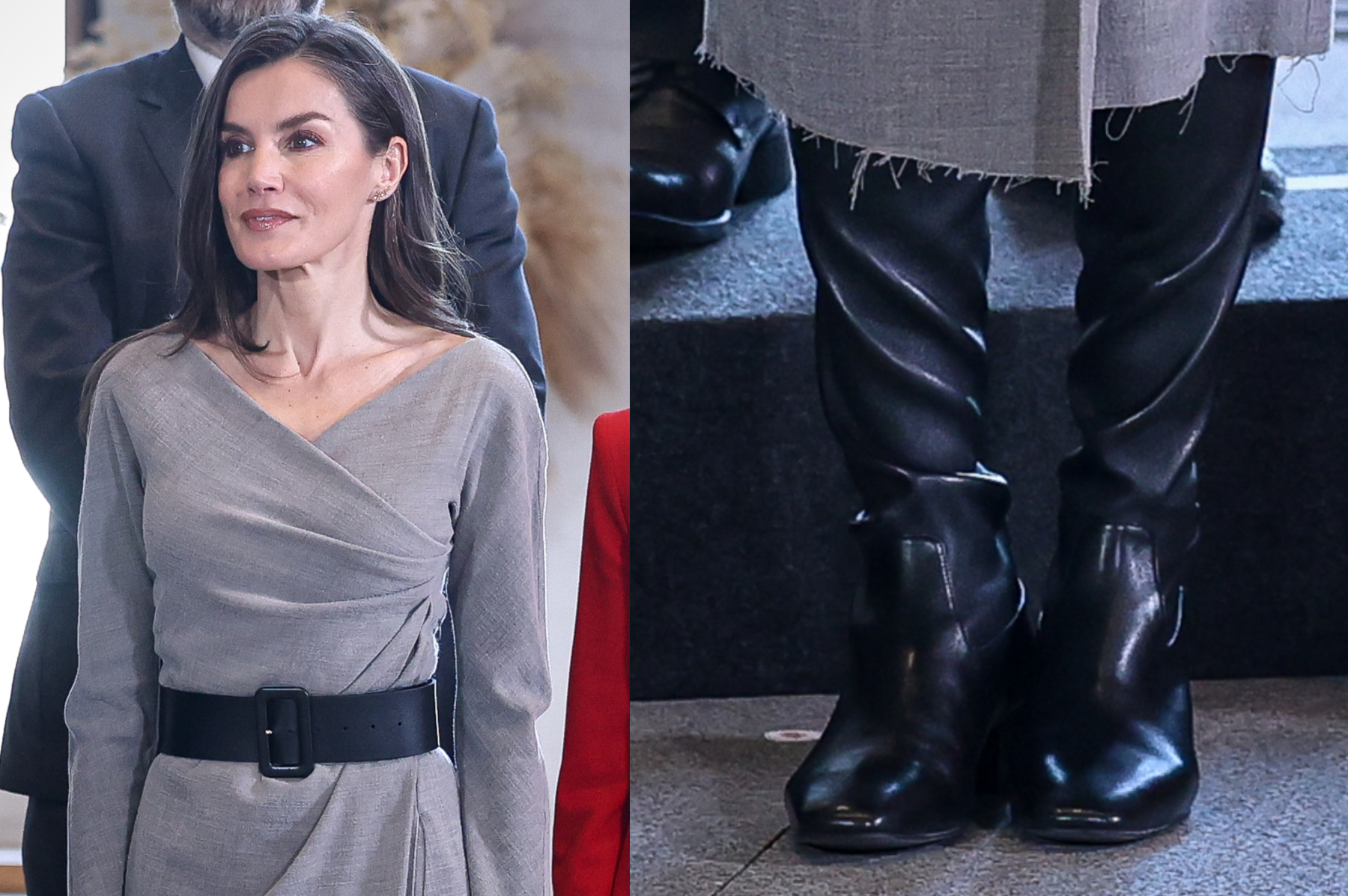 queen letizia, queen of spain, knee-high boots, block heel, unisa, royals, leather boots,