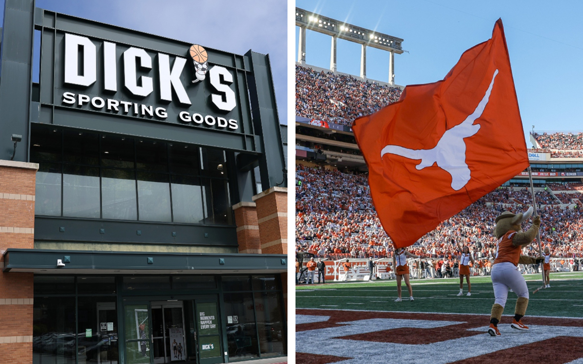 Dick's Sporting Goods, University of Texas, Austin, athletics, sponsorship, retail, shoes, sneakers