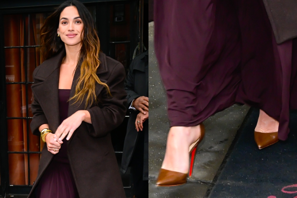 Adria Arjona wears Christian Louboutin pumps outside The Bowery Hotel in New York City on Feb. 13.