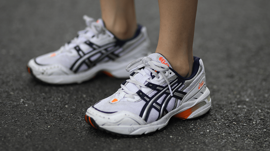 BERLIN, GERMANY - JULY 27: Frankie Miles wearing dad sneakers ASICS gel 1090 on July 27, 2020 in Berlin, Germany.
