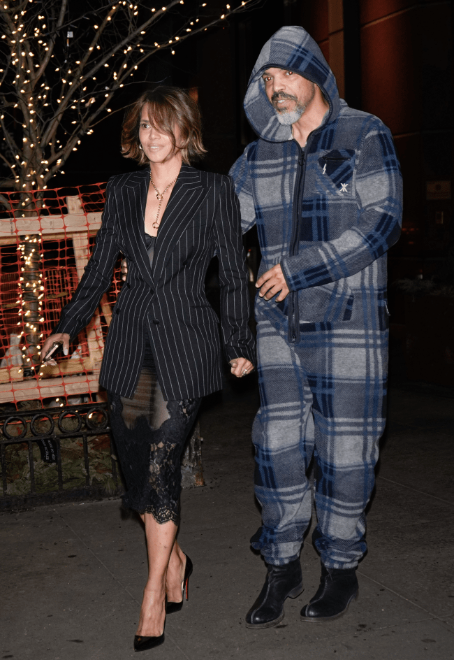 Halle Berry and Van Hunt step out in New York City on Feb. 18., halle berry sheer naked dress christian louboutin stiletto heels new york city date night 