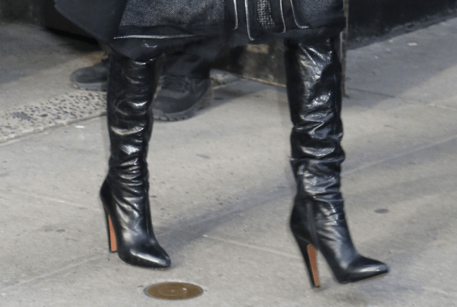 Tamron Hall Alaia leather knee-high boots nyc good morning america